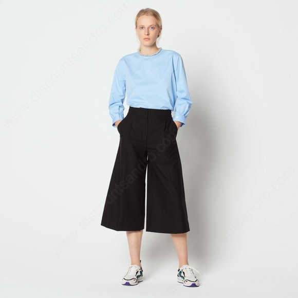 Sandro Top With Beaded Jewelled Collar Sky Blue - Picture 2 of 9